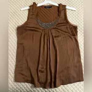 Jones New York Brown Embellished Tank Top